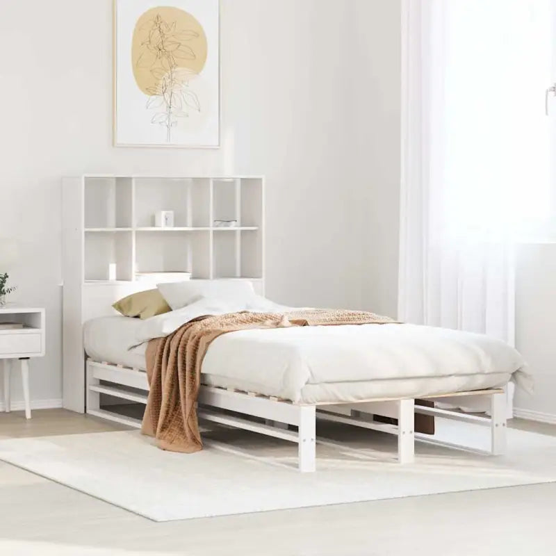 Boekenkastbed van massief grenenhout met praktische totale afmetingen - Wit / 90 x 190 cm - Bedden & bedframes