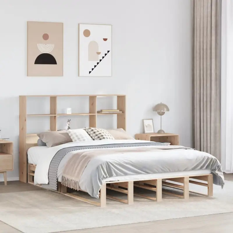 Boekenkastbed van massief grenenhout met praktische totale afmetingen - Bedden & bedframes