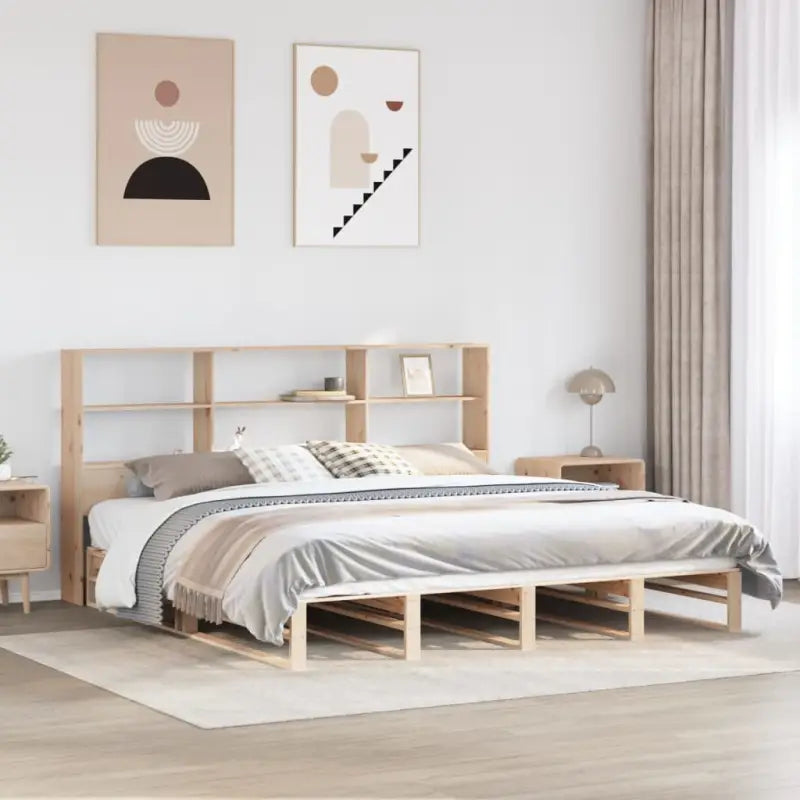 Boekenkastbed van massief grenenhout met praktische totale afmetingen - Bruin / 200 x 200 cm - Bedden & bedframes