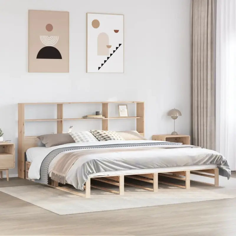 Boekenkastbed van massief grenenhout met praktische totale afmetingen - Bruin / 180 x 200 cm - Bedden & bedframes
