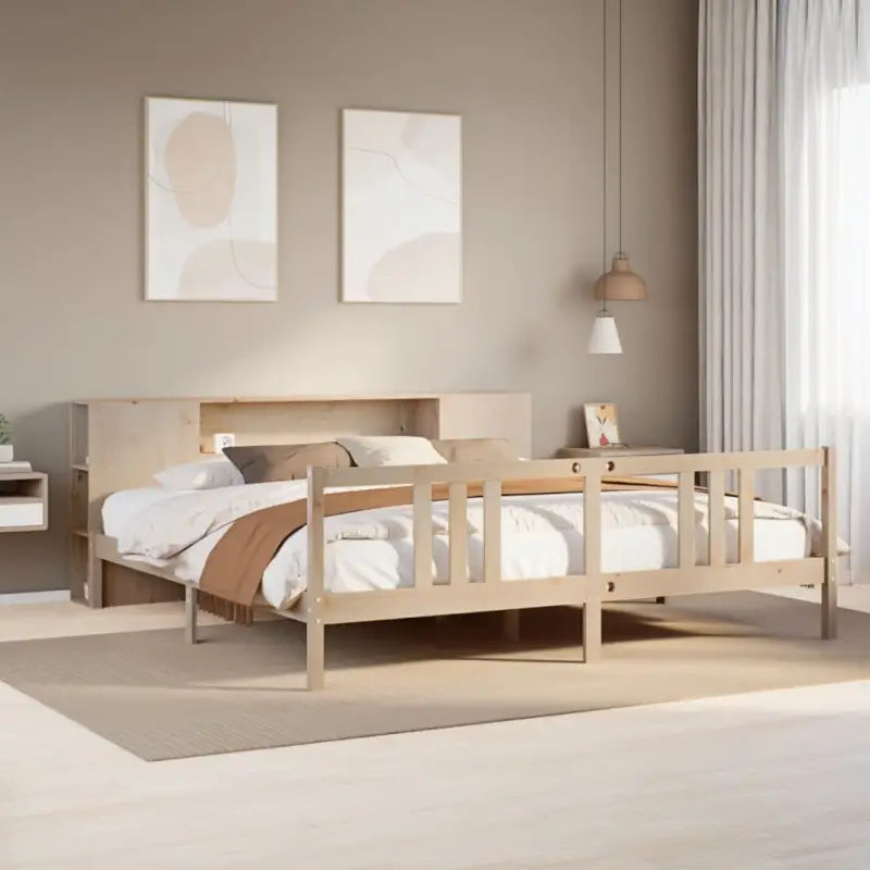 Boekenkastbed van massief grenenhout met ruime totale afmetingen - Naturel / 180 x 200 cm - Bedden & bedframes