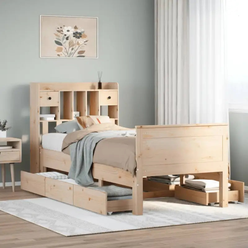 Boekenkastbed van massief grenenhout met ruime totale afmetingen - Naturel / 75 x 190 cm - Bedden & bedframes