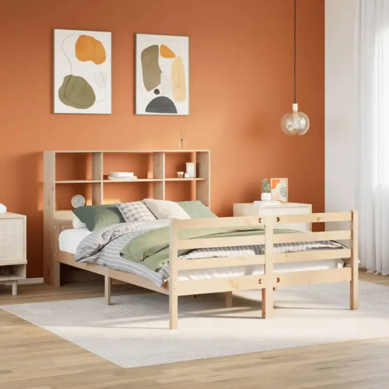 Boekenkastbed van massief grenenhout met ruime totale afmetingen - Naturel / 120 x 190 cm - Bedden & bedframes