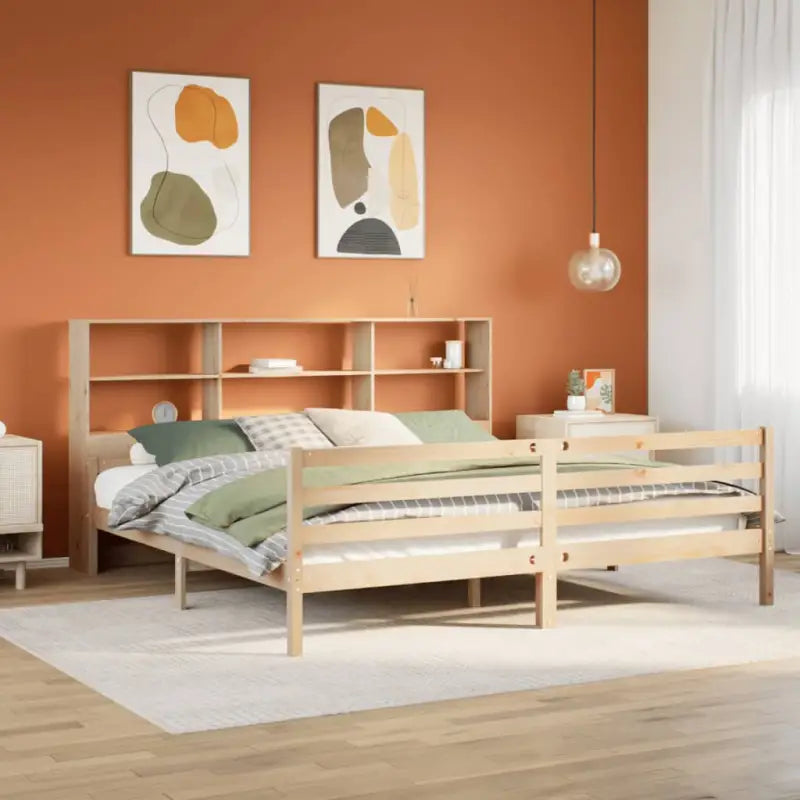 Boekenkastbed van massief grenenhout met ruime totale afmetingen - Naturel / 200 x 200 cm - Bedden & bedframes