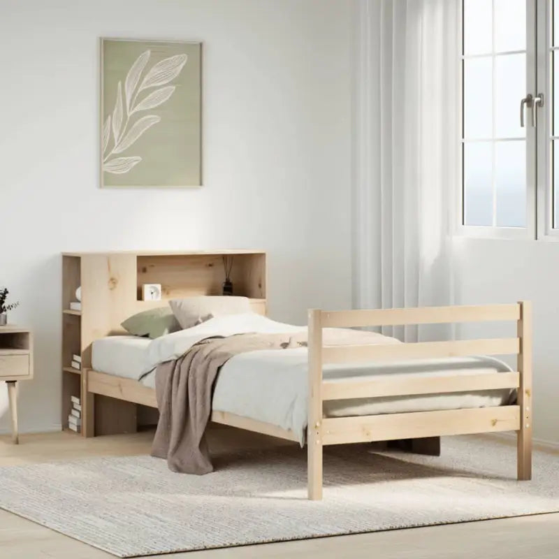 Boekenkastbed van massief grenenhout met ruime totale afmetingen - Naturel / 90 x 190 cm - Bedden & bedframes