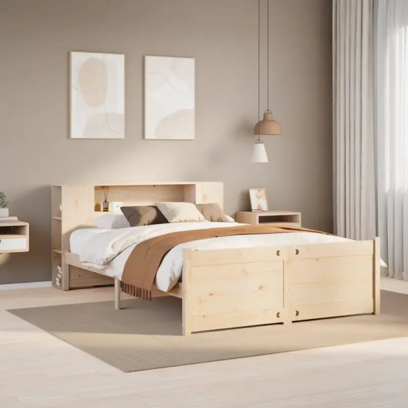 Boekenkastbed van massief grenenhout met ruime totale afmetingen - Naturel / 150 x 200 cm - Bedden & bedframes
