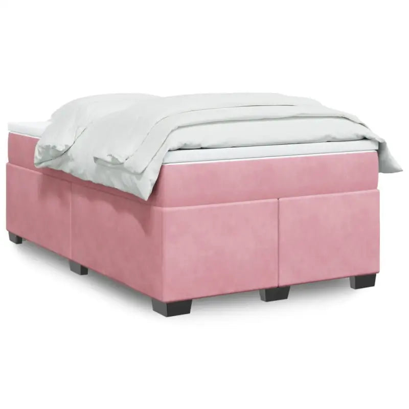 Boxspringbed in donkergrijs materiaal met massief grenenhout bouw - Roze / 120 x 190 cm - Bedden & bedframes