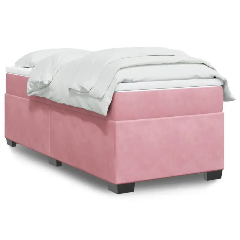 Boxspringbed in donkergrijs materiaal met massief grenenhout bouw - Roze / 90 x 190 cm - Bedden & bedframes
