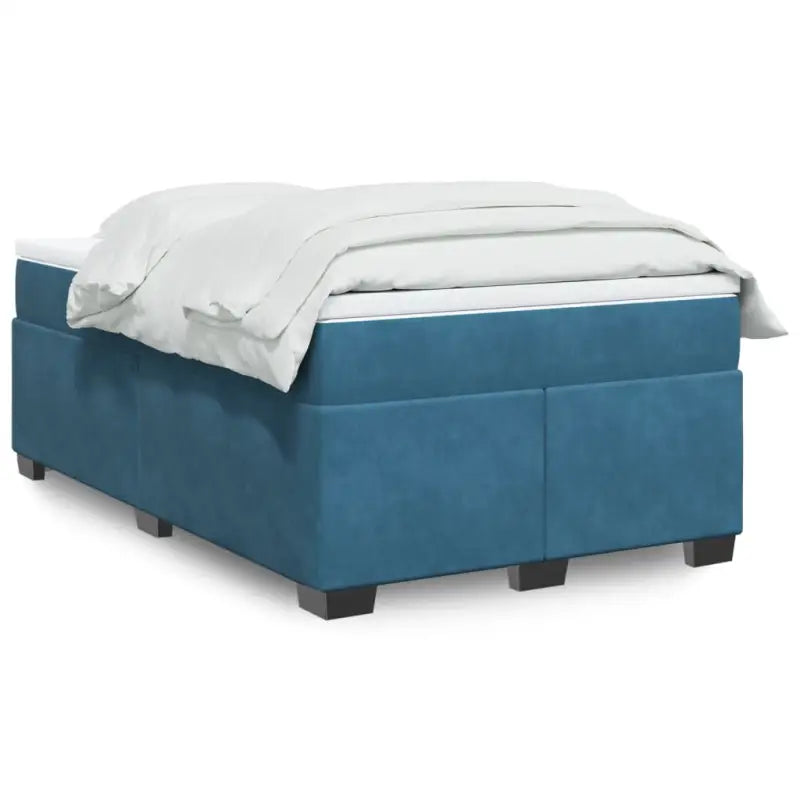 Boxspringbed in donkergrijs materiaal met massief grenenhout bouw - Blauw / 120 x 200 cm - Bedden & bedframes