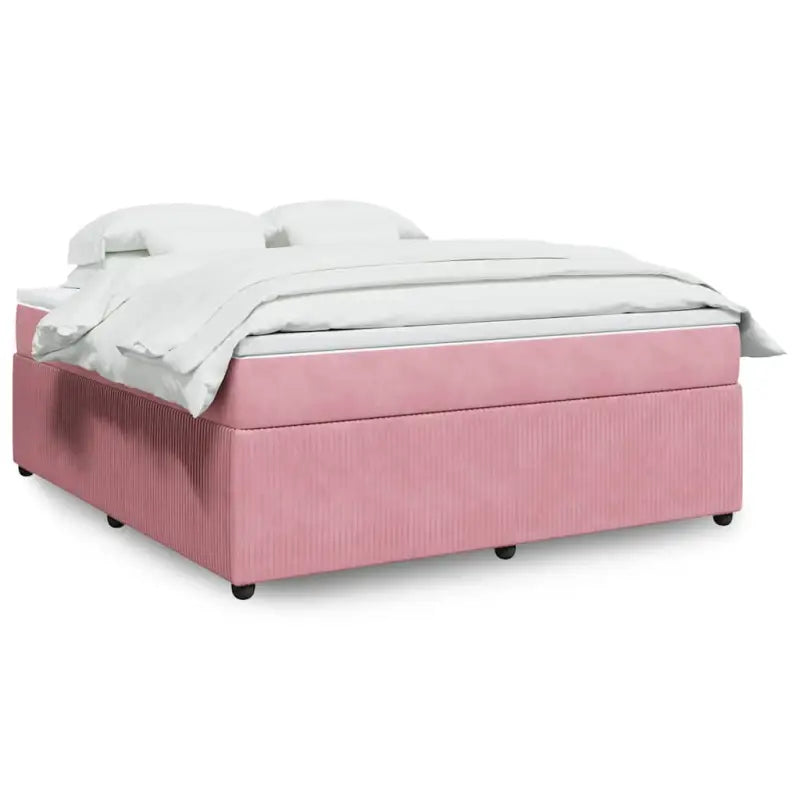 Boxspringbed in donkergrijs materiaal met zachte vulling voor rustgevende nachtrust - Roze / 180 x 200 cm - Bedden &