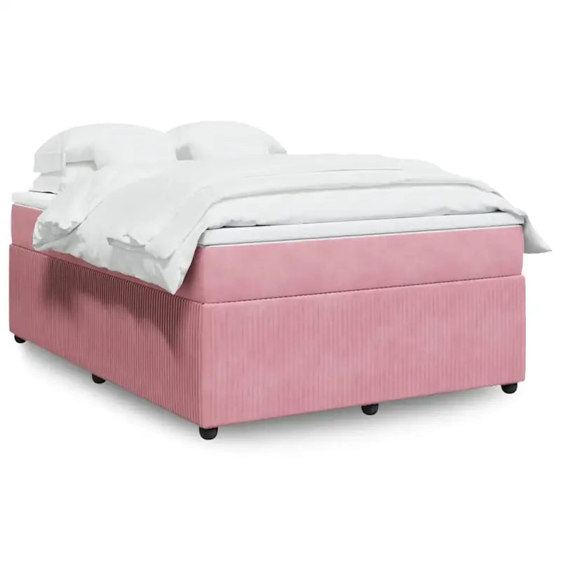 Boxspringbed in donkergrijs materiaal met zachte vulling voor rustgevende nachtrust - Roze / 140 x 190 cm - Bedden &