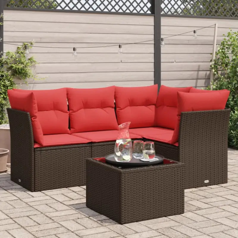 Bruine loungeset met gepoedercoat staal en waterdichte tas voor buiten - Bruin / Met tafel - Tuinsets