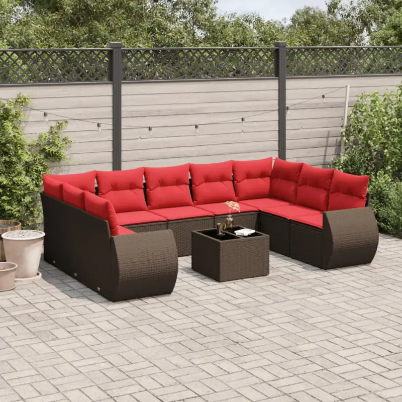 Bruine loungeset met gepoedercoat staal en waterdichte tas voor buiten - Bruin / Met tafel - Tuinsets