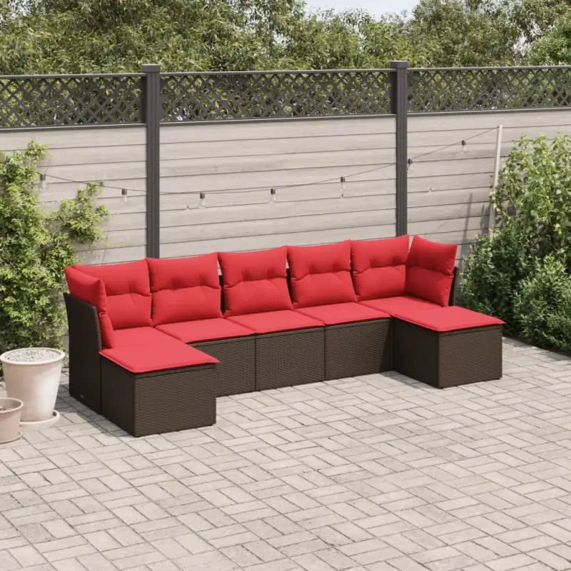 Bruine loungeset met waterdichte tas en gepoedercoat staal afmetingen - Bruin en rood / Zonder tafel - Tuinsets