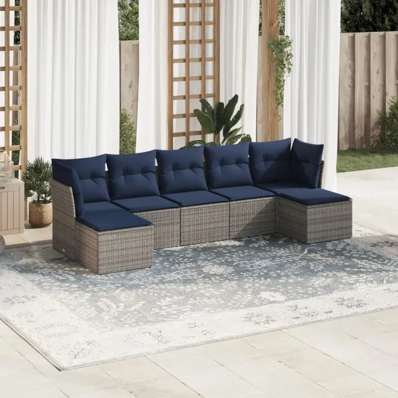 Bruine loungeset met waterdichte tas en gepoedercoat staal afmetingen - Grijs en blauw / Zonder tafel - Tuinsets