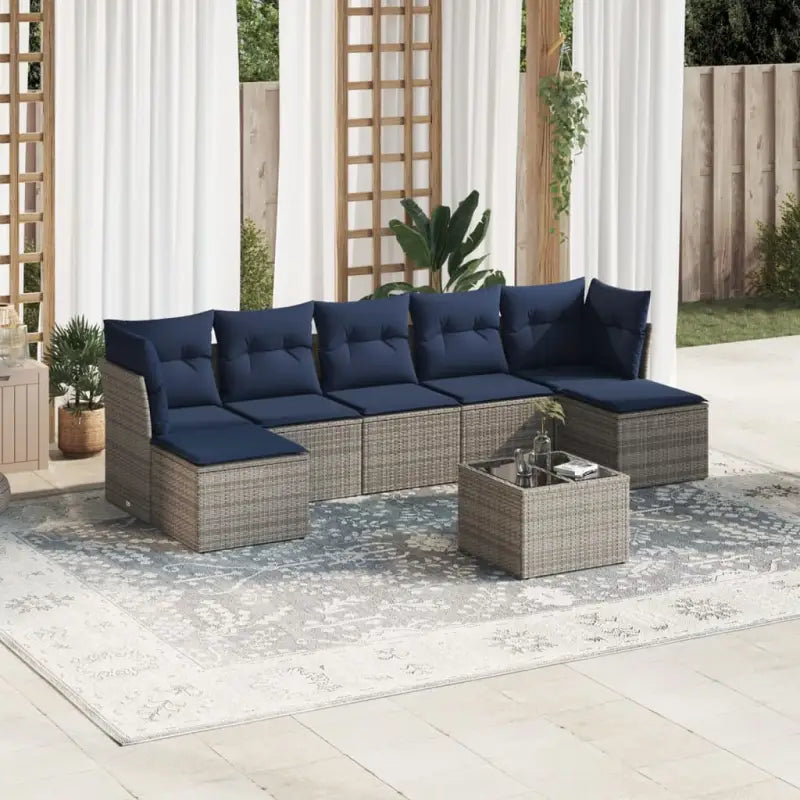 Bruine loungeset met waterdichte tas en gepoedercoat staal afmetingen - Grijs en blauw / Met tafel - Tuinsets