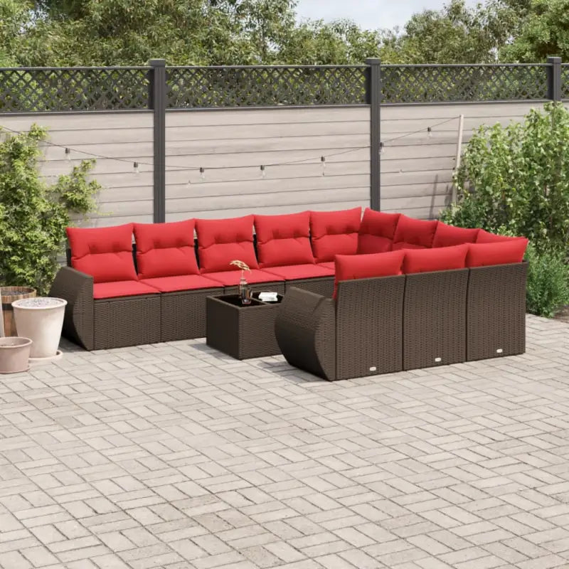 Bruine tuin loungeset met gepoedercoat staal en waterdichte tas - Bruin / Met tafel - Tuinsets