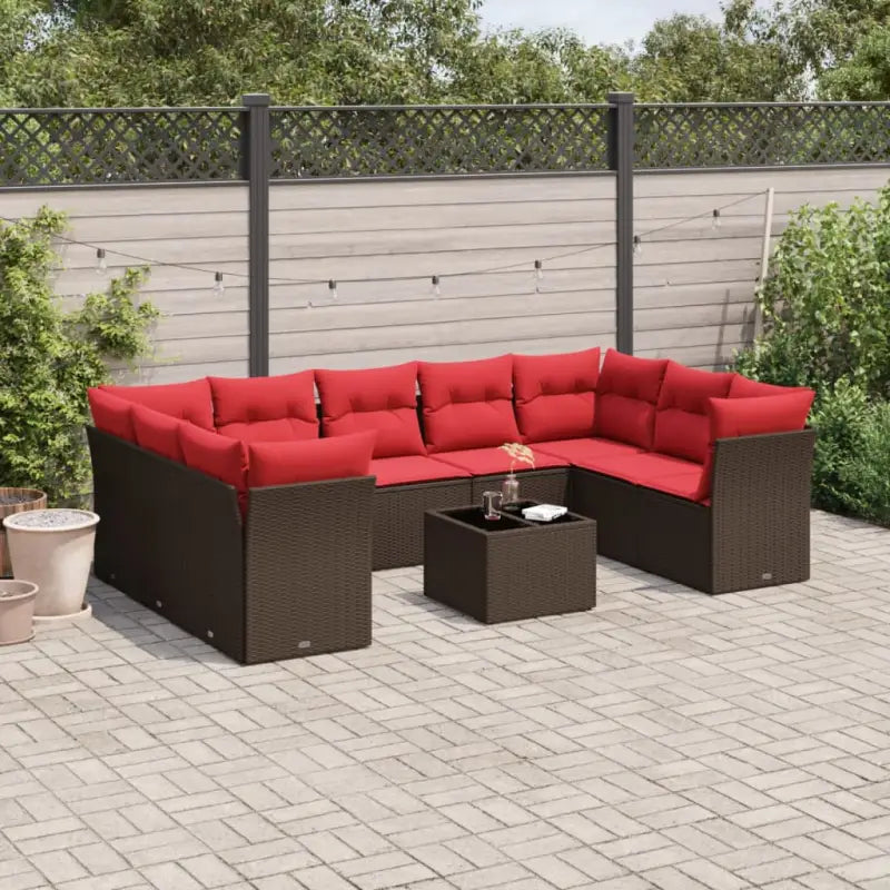 Bruine tuinset met waterdichte tas en gepoedercoat staal voor buiten - Bruin en rood / Met tafel - Tuinsets
