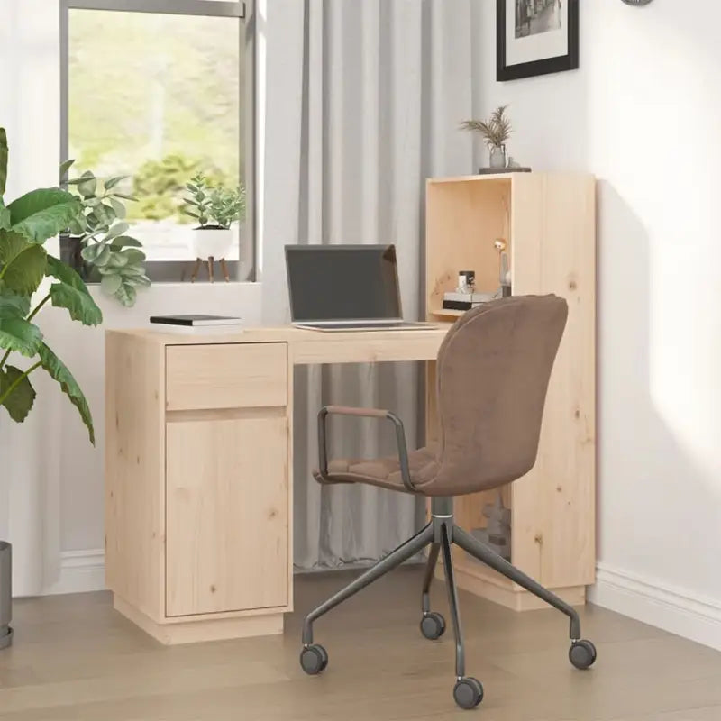 Bureau van massief grenenhout met decoratieve en praktische functies - Naturel - Bureaus