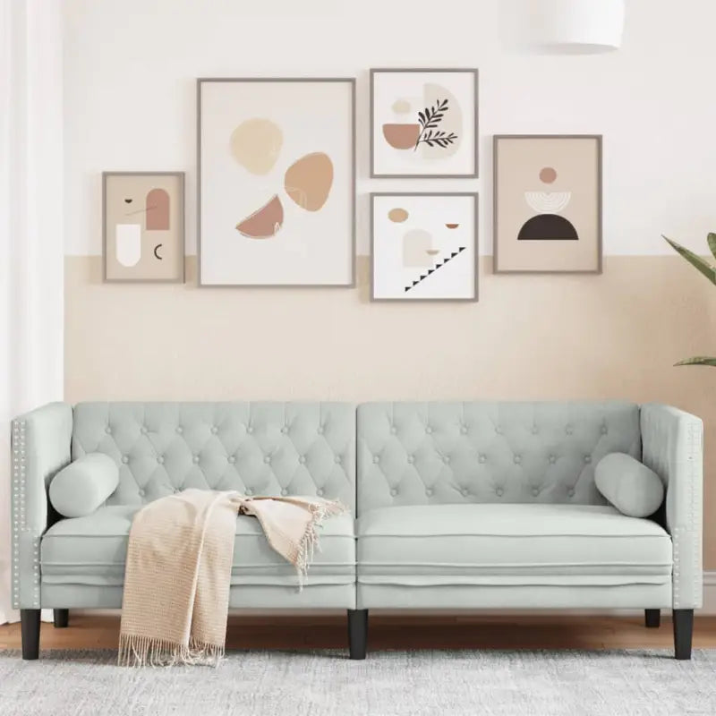 Chesterfield 2-zitsbank voor gezelligheid en comfort - Lichtgrijs / Driezitsbank - Banken