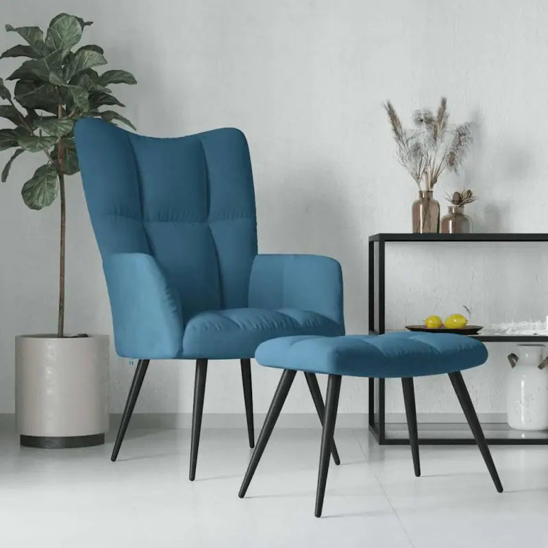 Chique en modern relaxfauteuil met blokpatroon - Blauw / 1 / Met voetensteun - Fauteuils & Relaxfauteuils