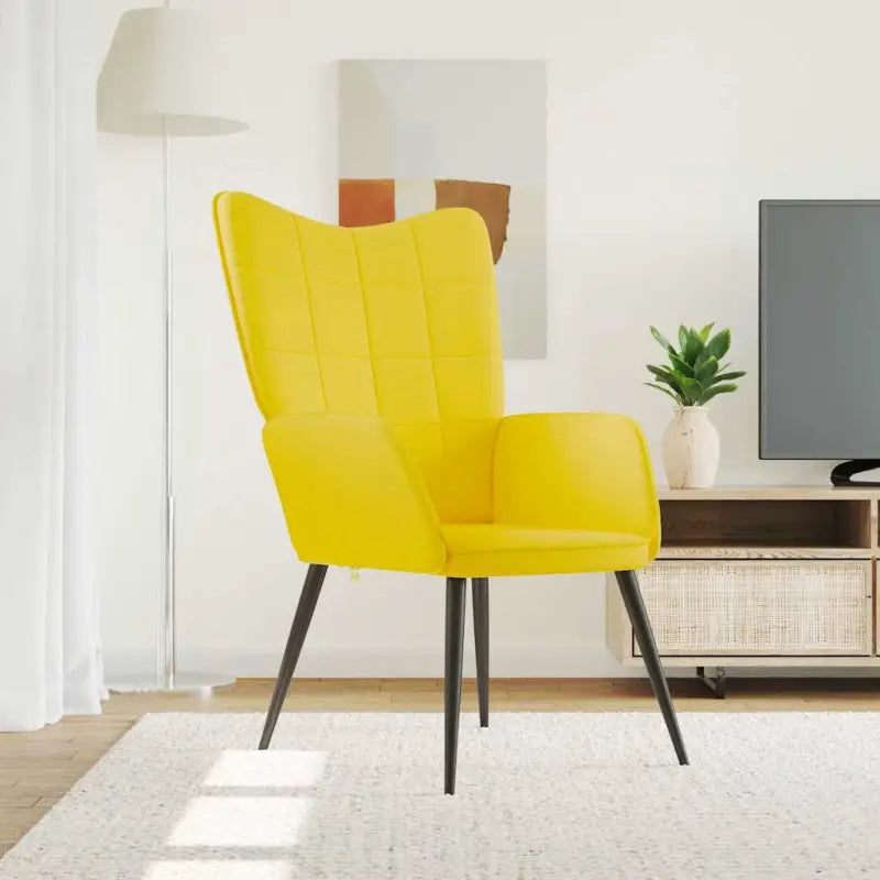 Chique en moderne relaxstoel met blokpatroon - Mosterdgeel / 1 / Zonder voetensteun - Fauteuils & Relaxfauteuils