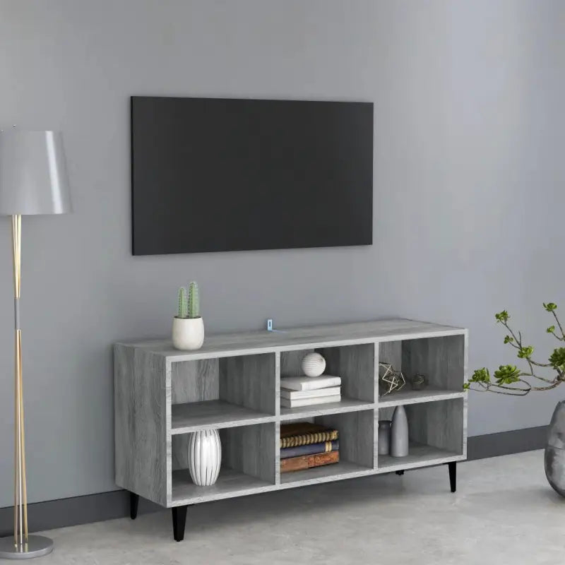 Chique tv-meubel met metalen poten voor een elegante uitstraling - Grijs sonoma / 1 / 103.5 cm - Tv-meubels