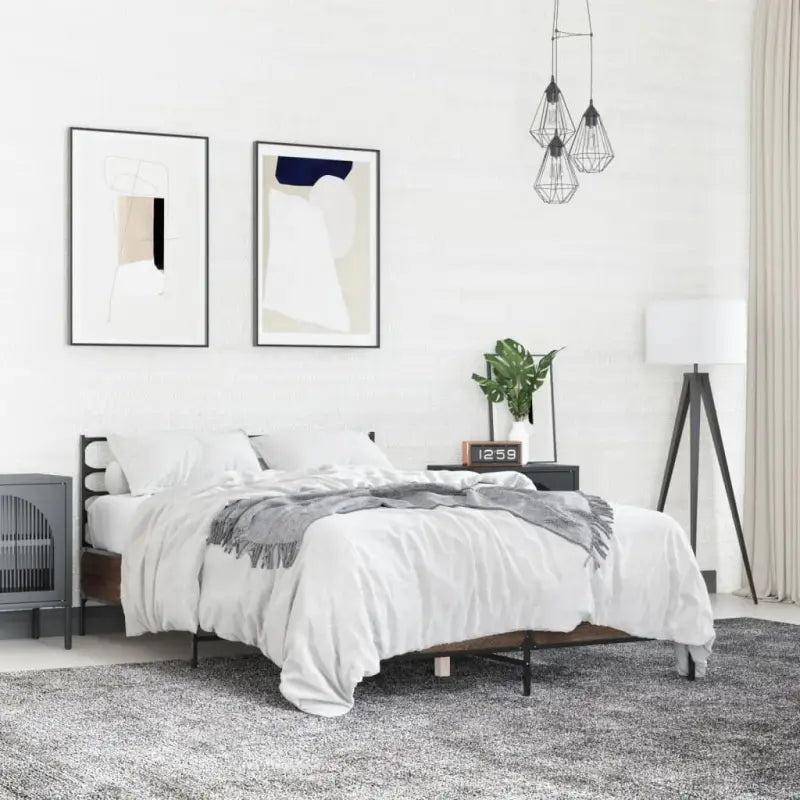 Comfortabel bedframe van bewerkt hout voor elke slaapkamer - bruin eikenkleur / 140 x 190 cm - Bedden & bedframes