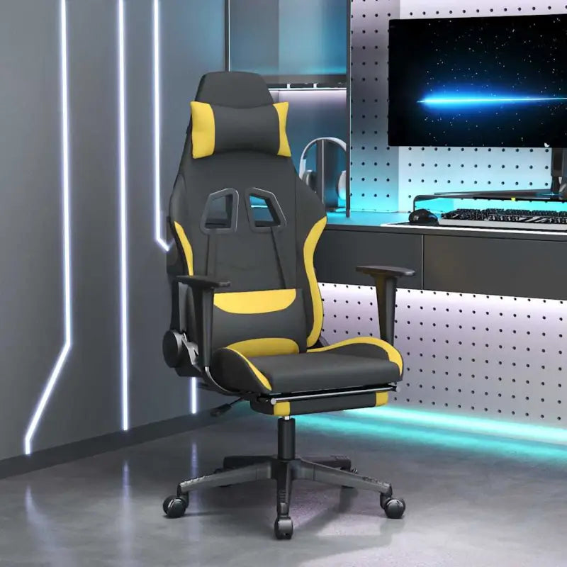 Comfortabele en duurzame Gamingstoel voor een betere game ervaring - Lichtgeel / 1 / Met voetensteun - Gamingstoelen