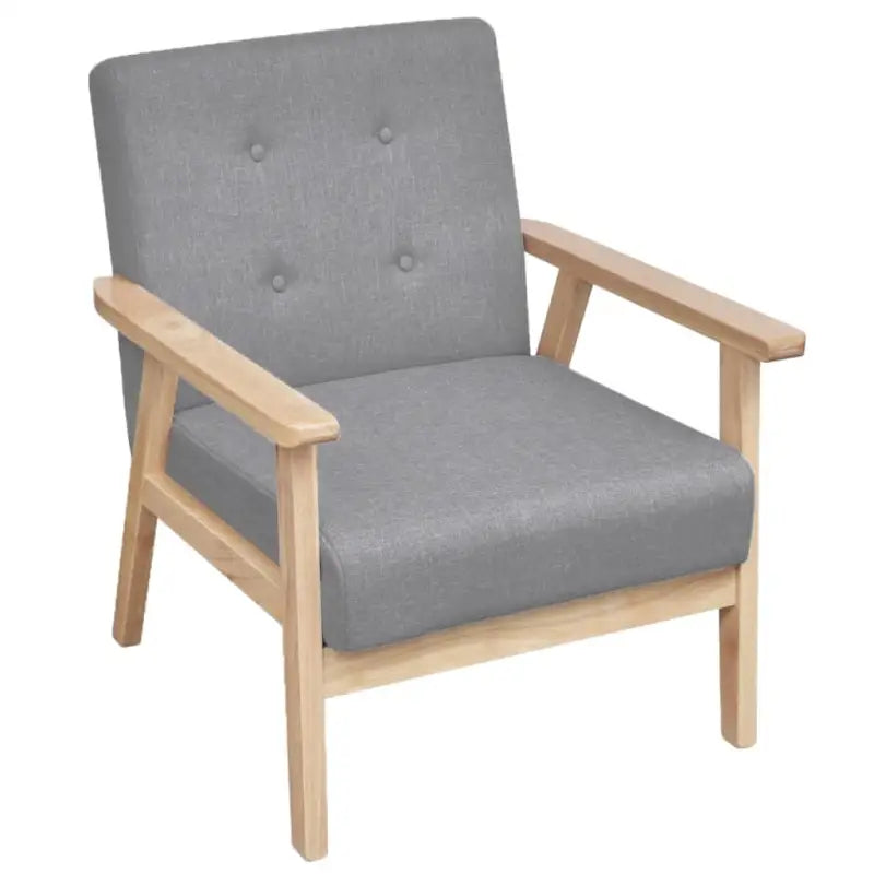 Comfortabele fauteuil met houten frame voor ontspanning en lezen - Lichtgrijs / 1 - Fauteuils & Relaxfauteuils