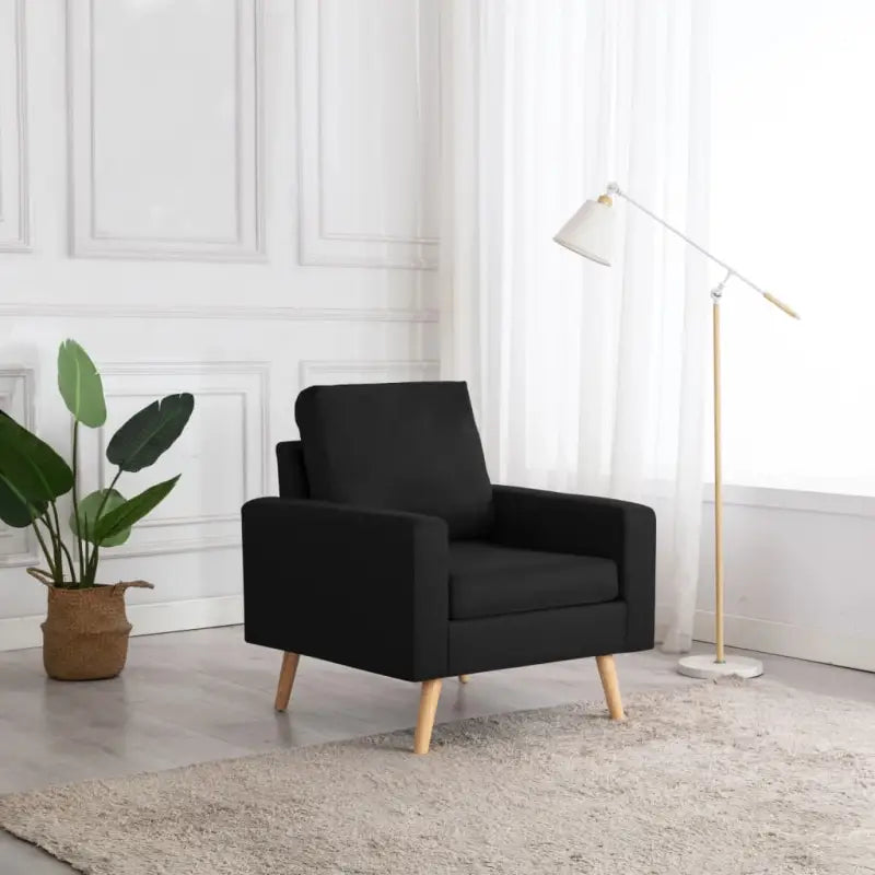 Comfortabele fauteuil met zachte stof en dik gevoerde vulling - Zwart / 1 - Fauteuils & Relaxfauteuils