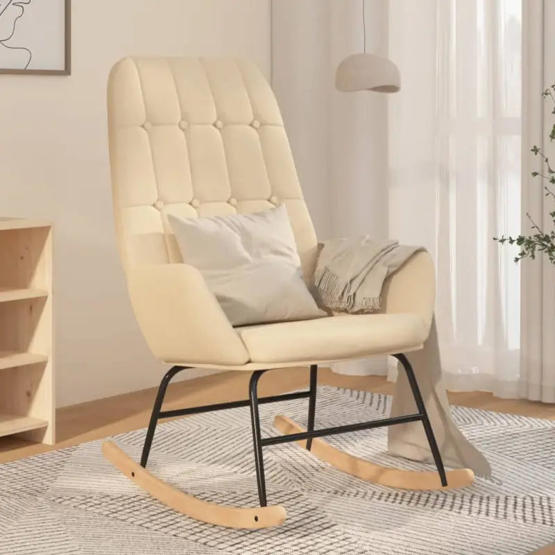 Comfortabele schommelstoel voor ontspanning met zachte bekleding - Crème / 1 / Zonder voetensteun - Schommelstoelen