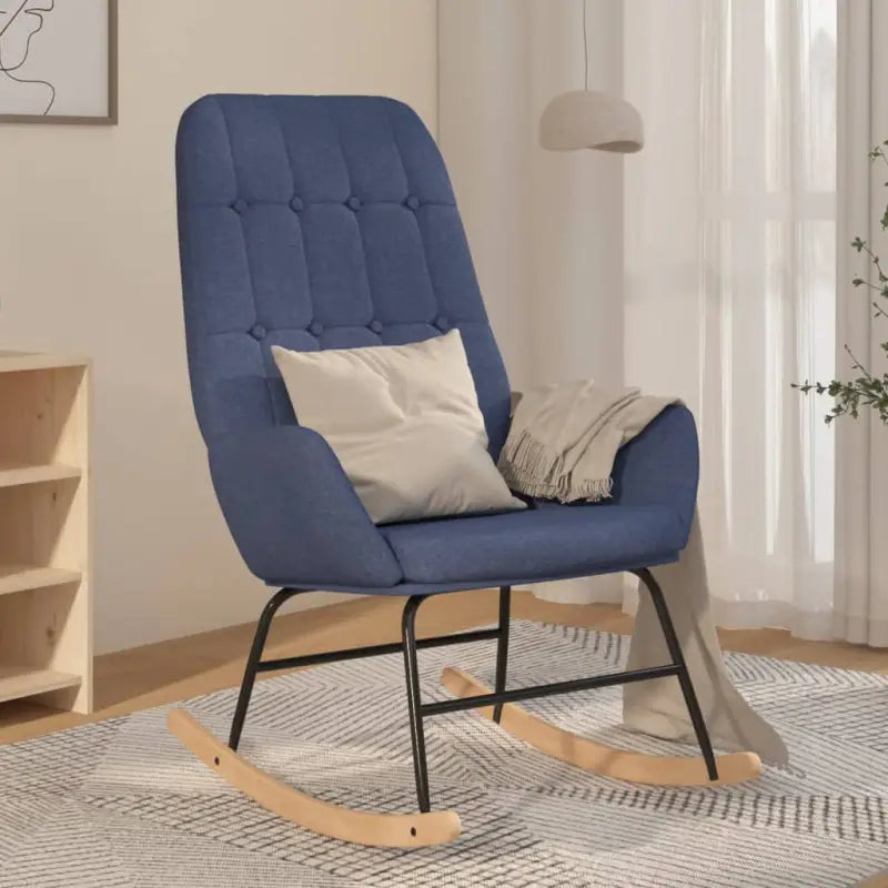 Comfortabele schommelstoel voor ontspanning met zachte bekleding - Blauw / 1 / Zonder voetensteun - Schommelstoelen