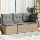 Comfortabele tuinbank van poly rattan met waterdichte zak voor buitengebruik - Beige en grijs / 1 / hoek + 2x midden