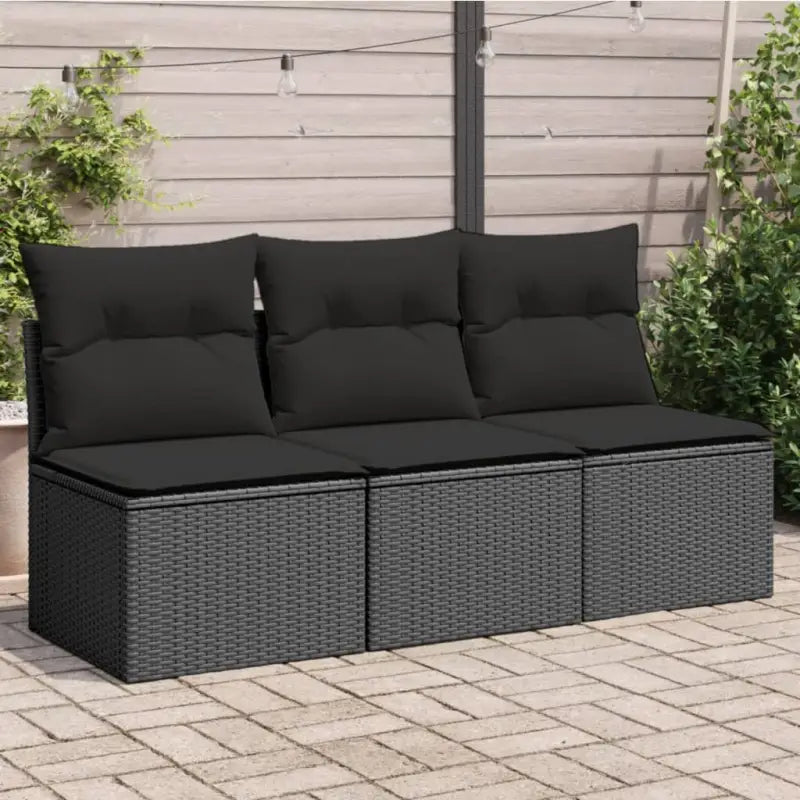 Comfortabele tuinbank van poly rattan met waterdichte zak voor buitengebruik - Zwart / 1 / 3x midden - Loungebanken
