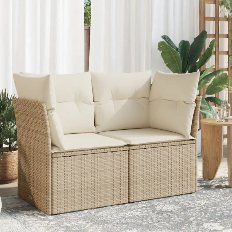 Comfortabele tuinbank van poly rattan met waterdichte zak voor buitengebruik - Beige / 1 / 2x hoek - Loungebanken