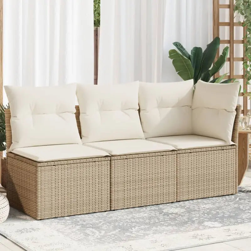 Comfortabele tuinbank van poly rattan met waterdichte zak voor buitengebruik - Beige / 1 / hoek + 2x midden