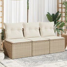 Comfortabele tuinbank van poly rattan met waterdichte zak voor buitengebruik - Beige / 1 / 3x midden - Loungebanken