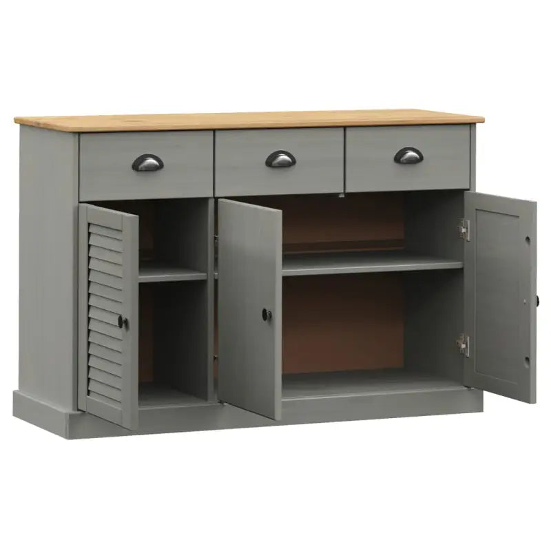 Compact dressoir met massief grenenhout en metalen handgrepen - Dressoirs & buffetkasten