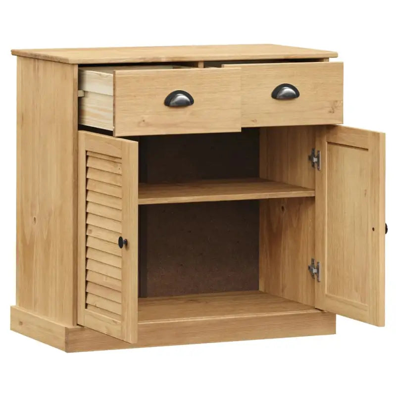 Compact dressoir met massief grenenhout en metalen handgrepen - Dressoirs & buffetkasten