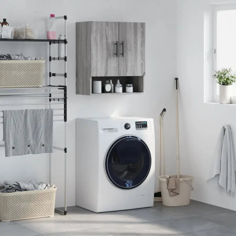 Decoratieve wandkast van bewerkt hout voor praktische opbergruimte - Grijs sonoma / 1 - Opbergkasten & lockerkasten