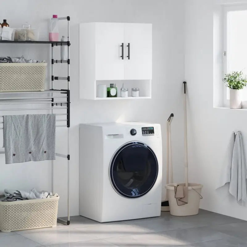 Decoratieve wandkast van bewerkt hout voor praktische opbergruimte - Wit / 1 - Opbergkasten & lockerkasten