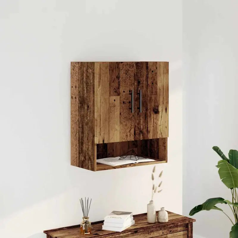 Decoratieve wandkast van bewerkt hout voor praktische opbergruimte - Oud hout / 1 - Opbergkasten & lockerkasten
