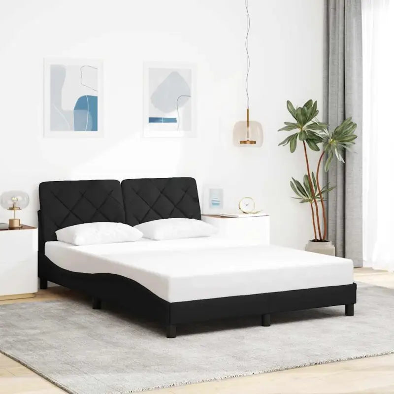 Donkerbruin bedframe met ademend vermogen en comfortabel polyesterstof - Zwart / 140 x 190 cm - Bedden & bedframes