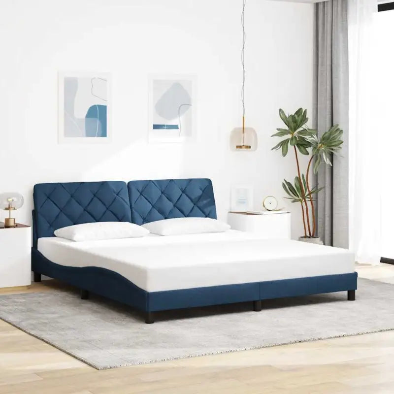 Donkerbruin bedframe met ademend vermogen en comfortabel polyesterstof - Blauw / 180 x 200 cm - Bedden & bedframes