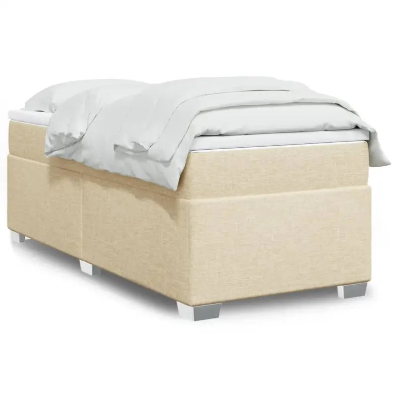 Donkerbruin boxspringbed met ademend vermogen en zachte materiaal vulling - Crème / 90 x 200 cm - Bedden & bedframes