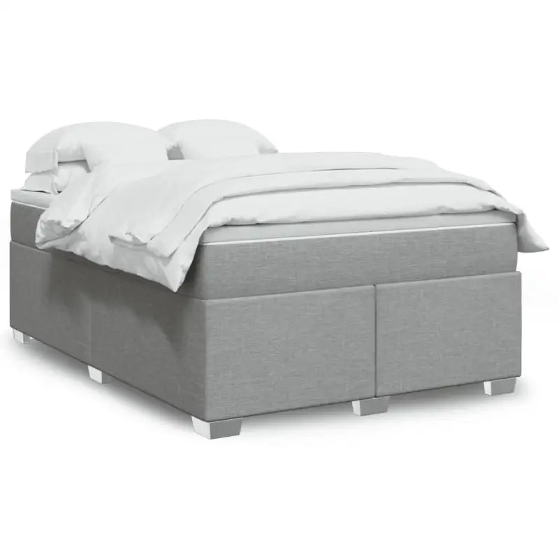Donkerbruin boxspringbed met ademend vermogen en zachte materiaal vulling - Lichtgrijs / 160 x 200 cm - Bedden &