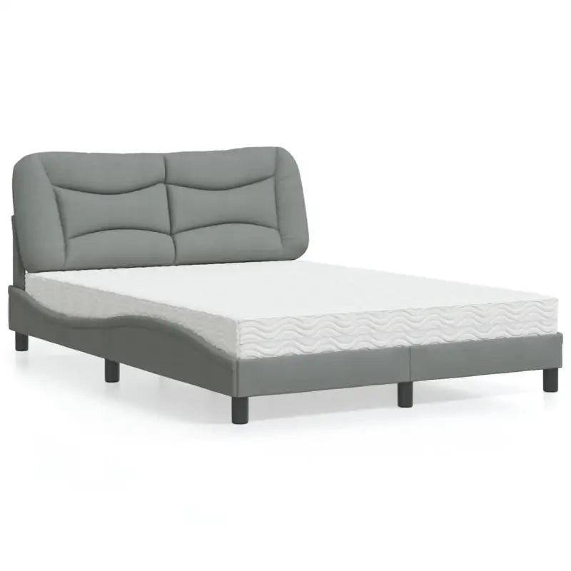 Donkergrijs bed met multiplex lattenbodem en 22d pu-schuim matras - Lichtgrijs / 80 x 200 cm - Bedden & bedframes