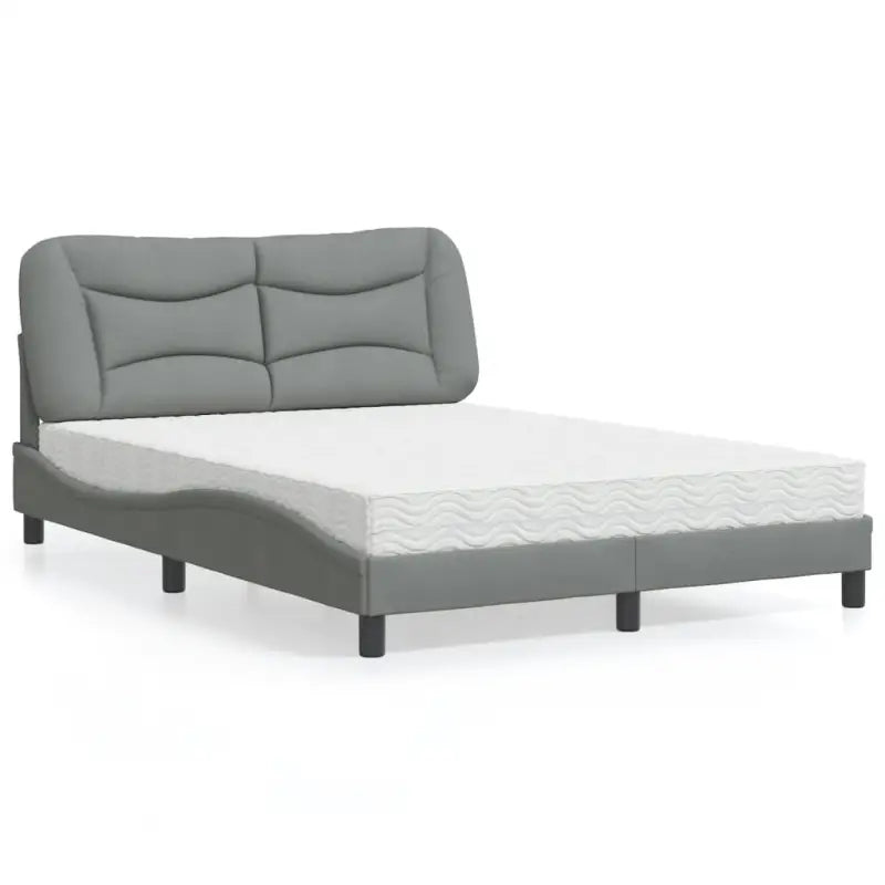 Donkergrijs bed met multiplex lattenbodem en 22d pu-schuim matras - Lichtgrijs / 120 x 200 cm - Bedden & bedframes
