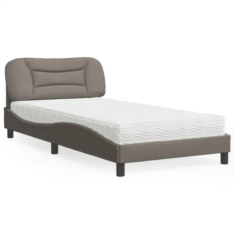 Donkergrijs bed met multiplex lattenbodem en 22d pu-schuim matras - Taupe / 100 x 200 cm - Bedden & bedframes